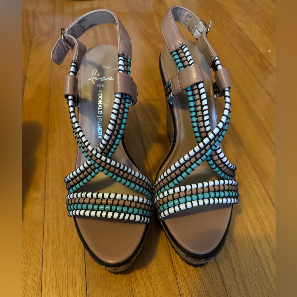Donald J. Pliner Women's Sandals - Brown and Blue Beaded